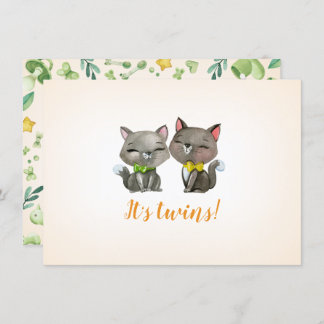 Baby shower invitation | twins | neutral | cats