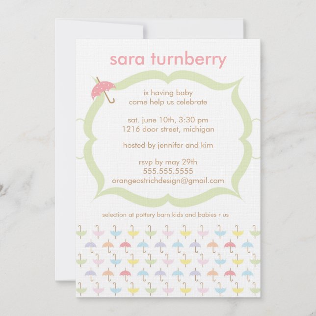 Baby Shower Invitation - Umbrella (Front)