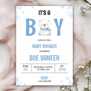 Baby shower invitation with a cute bear 
