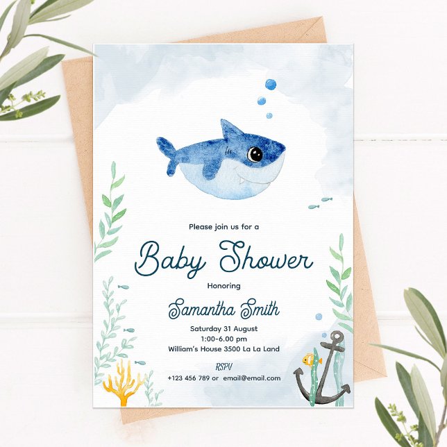 Baby shower invitation with baby shark (Creator Uploaded)