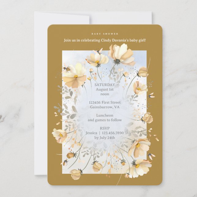Baby Shower Invitation with Bee's Meadow (Front)