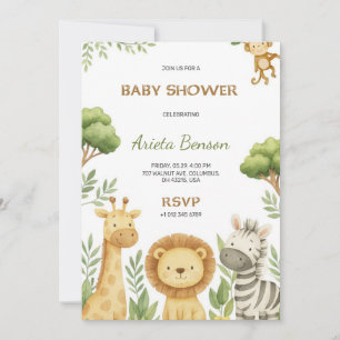 Baby shower invitation with cute animal theme 