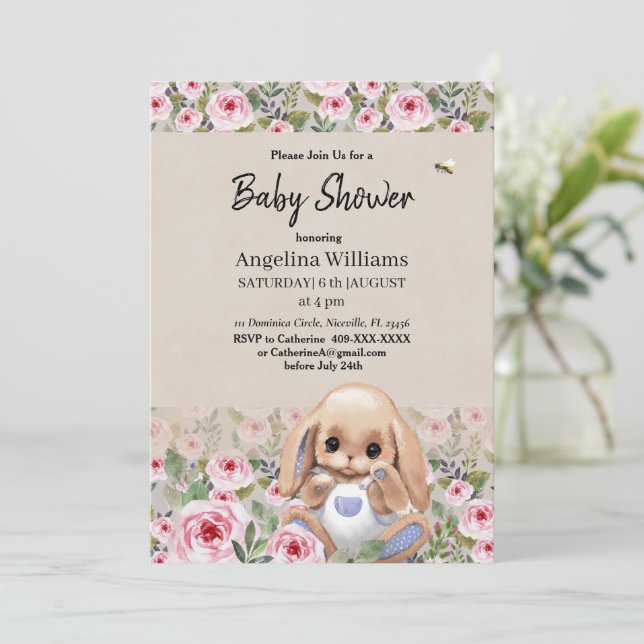 Baby Shower Invitation with Cute Design (Standing Front)