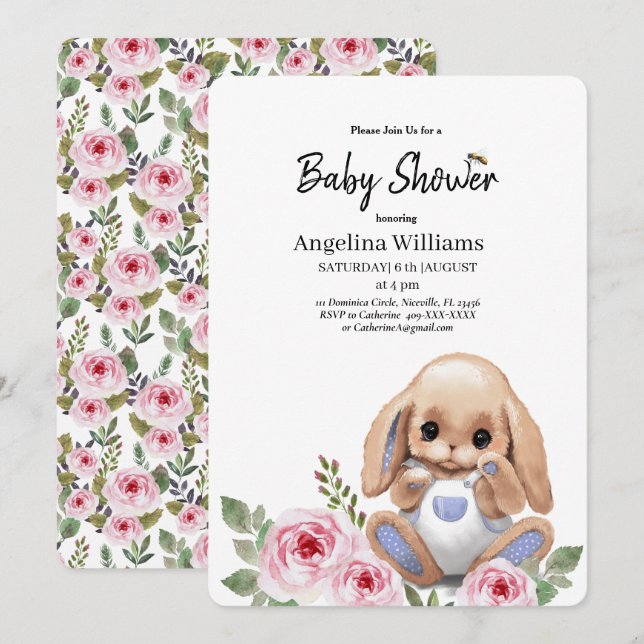 Baby Shower Invitation with Cute Design (Front/Back)