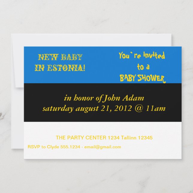 Baby Shower Invitation with Flag of Estonia (Front)