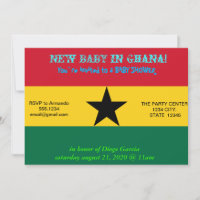 Baby Shower Invitation with Flag of Ghana