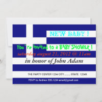 Baby Shower Invitation with Flag of Greece