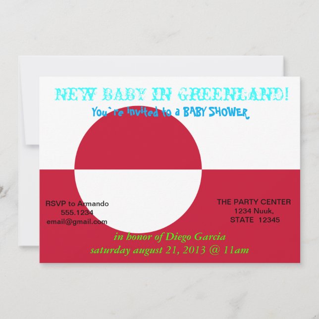 Baby Shower Invitation with Flag of Greenland (Front)