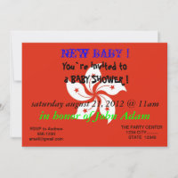 Baby Shower Invitation with Flag of Hong Kong