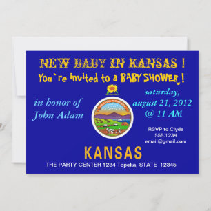 Baby Shower Invitation with Flag of Kansas