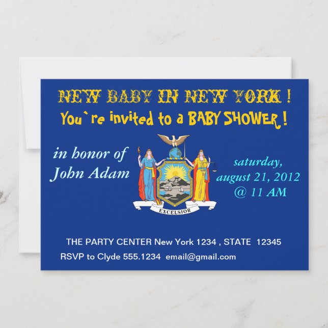 Baby Shower Invitation with Flag of New York (Front)