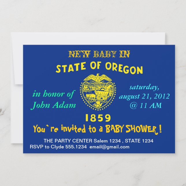 Baby Shower Invitation with Flag of Oregon (Front)