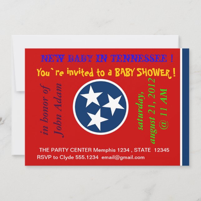 Baby Shower Invitation with Flag of Tennessee (Front)