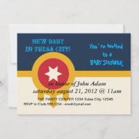 Baby Shower Invitation with Flag of Tulsa, USA