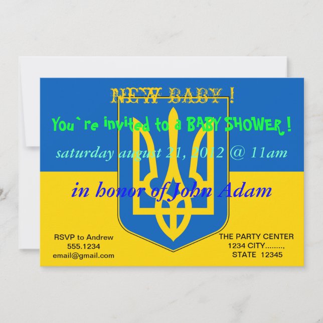 Baby Shower Invitation with Flag of Ukraine (Front)