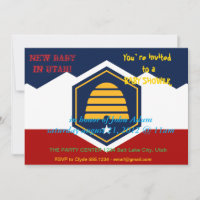 Baby Shower Invitation with Flag of Utah, USA