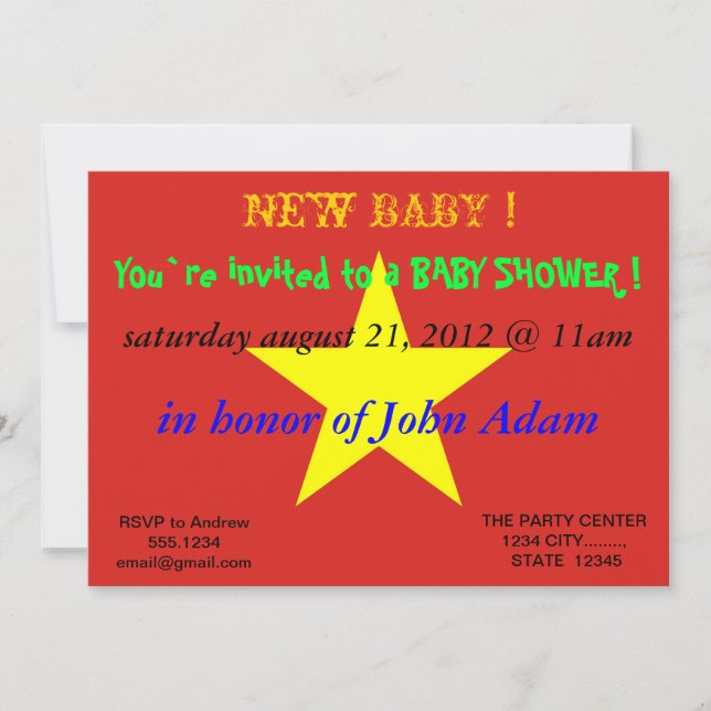 Baby Shower Invitation with Flag of Vietnam (Front)