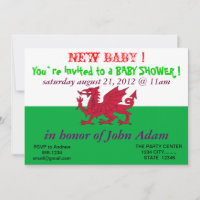 Baby Shower Invitation with Flag of Wales