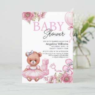 Baby Shower Invitation with teddy bear.