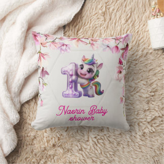 Baby Shower Invitation with Unicorn  Cushion