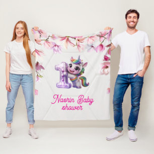 Baby Shower Invitation with Unicorn Fleece Blanket
