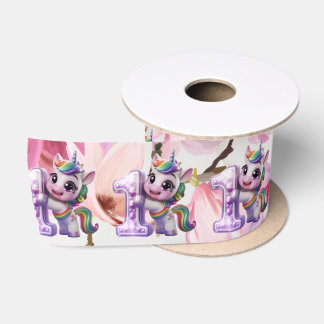 Baby Shower Invitation with Unicorn  Satin Ribbon