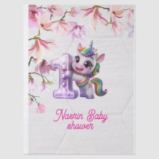 Baby Shower Invitation with Unicorn  Tissue Paper