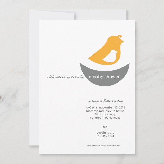 Baby Shower Invitations - A LIttle Bird told me (Front)