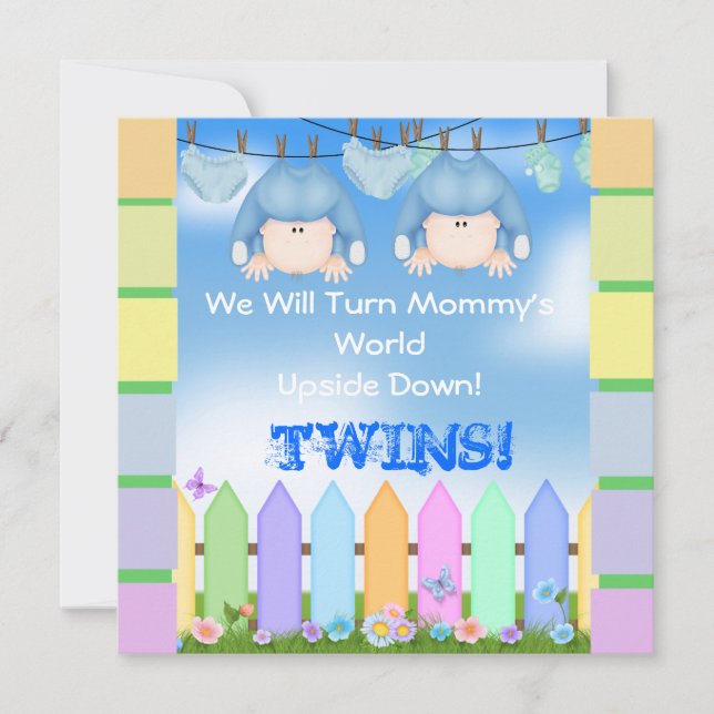 BABY SHOWER Invitations BOY TWINS! (Front)