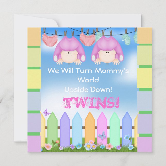 BABY SHOWER Invitations GIRL TWINS! (Front)