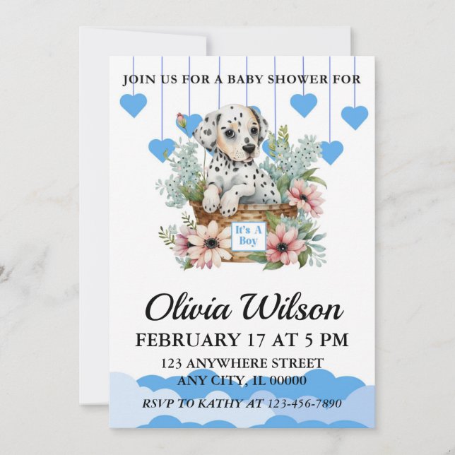 Baby Shower Invitations, Puppy Theme Invitations (Front)