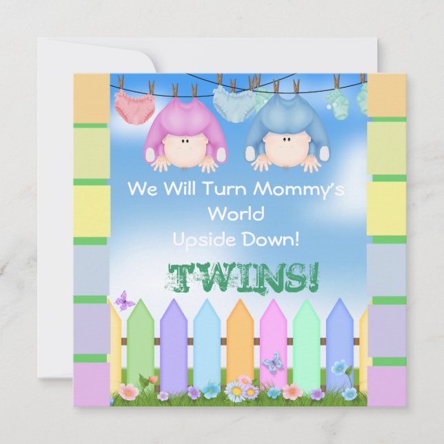 BABY SHOWER Invitations UNISEX TWINS! (Front)