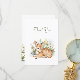 Baby shower invitations with an adorable fawn.