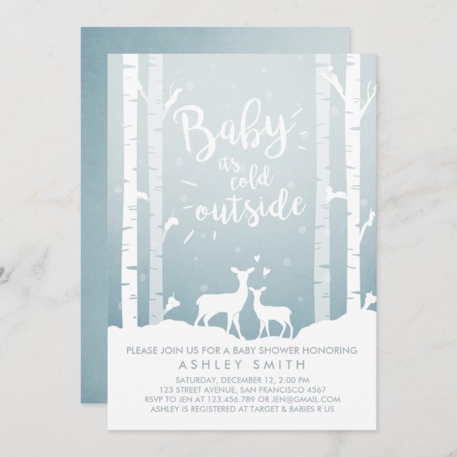 Baby Shower invite Baby it's cold outside Deer (Front/Back)