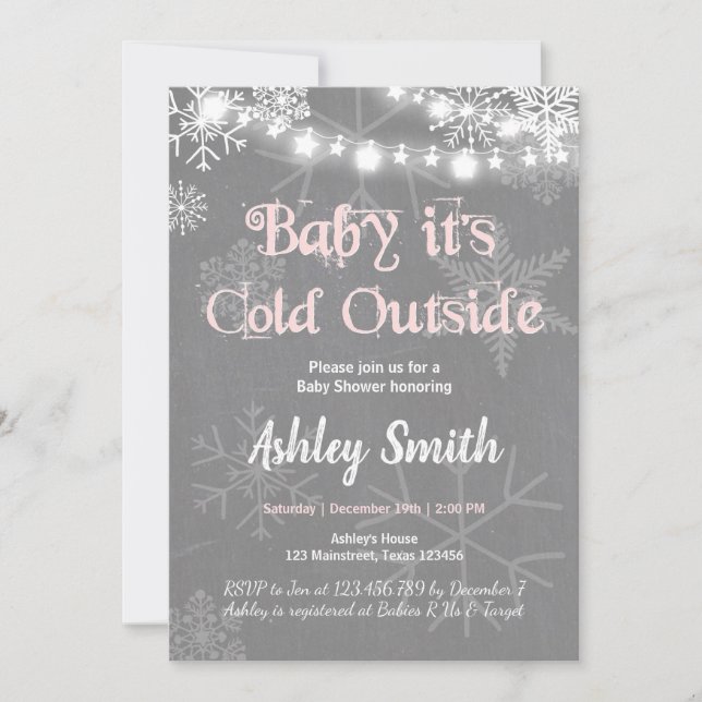 Baby Shower invite Baby it's cold outside Winter (Front)