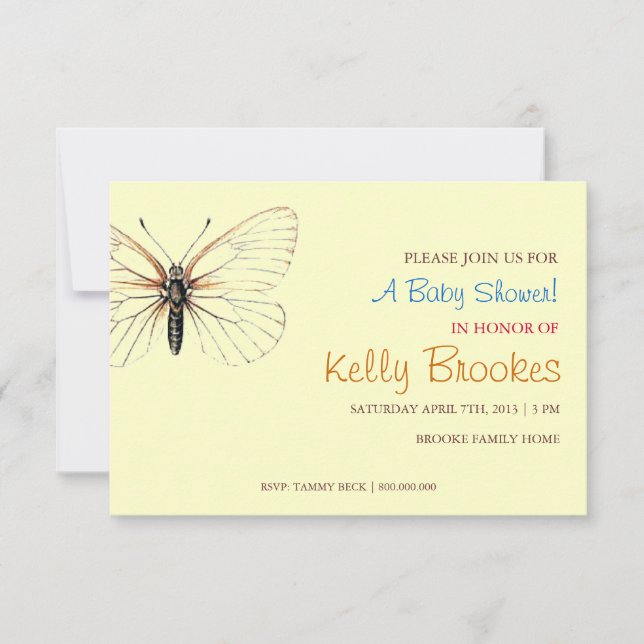 Baby Shower Invite | Butterfly Yellow (Front)