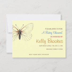 Baby Shower Invite Butterfly Yellow
