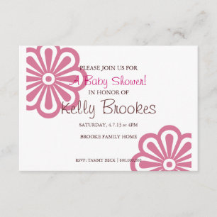 Baby Shower Invite   Flowered I  pnk