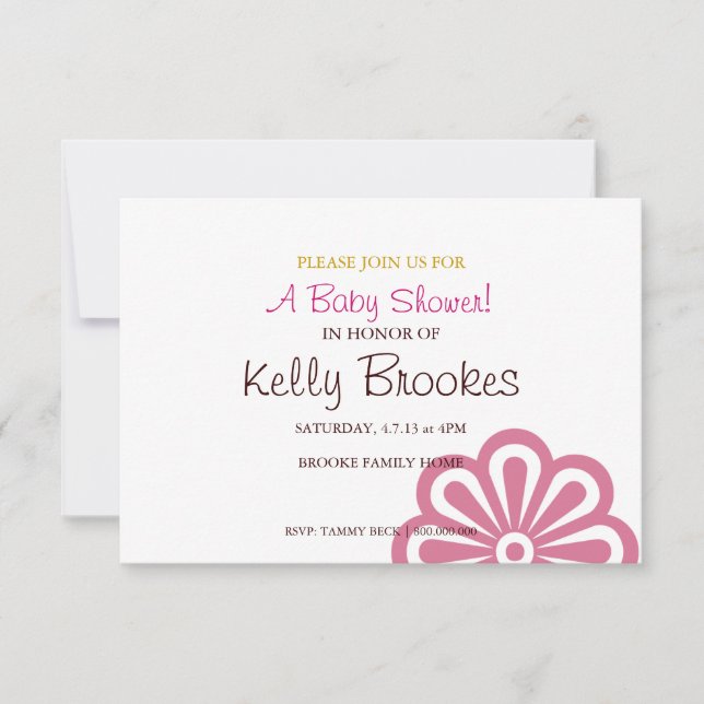 Baby Shower Invite | Flowered |pink (Front)