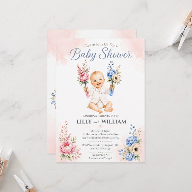 Baby Shower Invite for IVF Science Journey (Front/Back In Situ)
