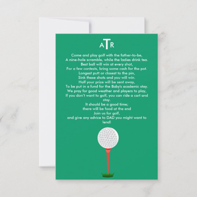 Baby Shower Invite for the Dad-to-Be Golf Outing (Front)