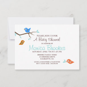 Baby Shower Invite   Little Birdie Boy White