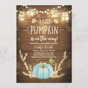 Baby Shower invite Little Pumpkin Fall Rustic Boy