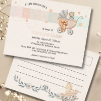 Baby Shower Invite | Teddy Bear Foil Postcard