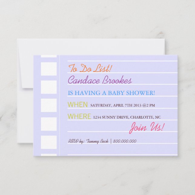 Baby Shower Invite | To Do |blu (Front)