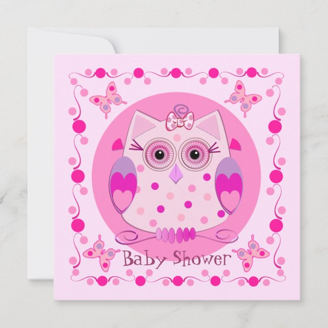 Baby shower Invite with cute Owl (Front)