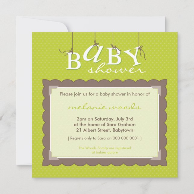 BABY SHOWER INVITES :: baby letters 2SQ (Front)