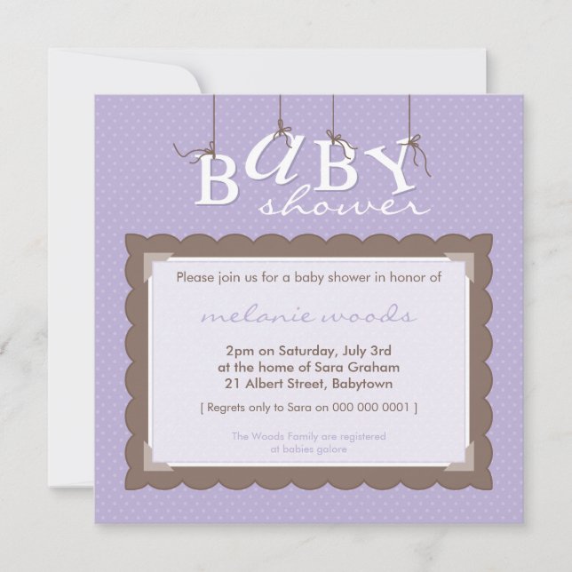 BABY SHOWER INVITES :: baby letters 9SQ (Front)