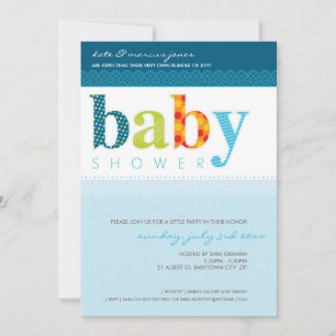 BABY SHOWER INVITES :: baby patterned letters 4P