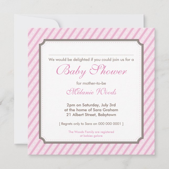 BABY SHOWER INVITES :: candy stripes SQ (Front)